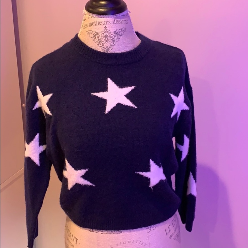 Blue and white sweater